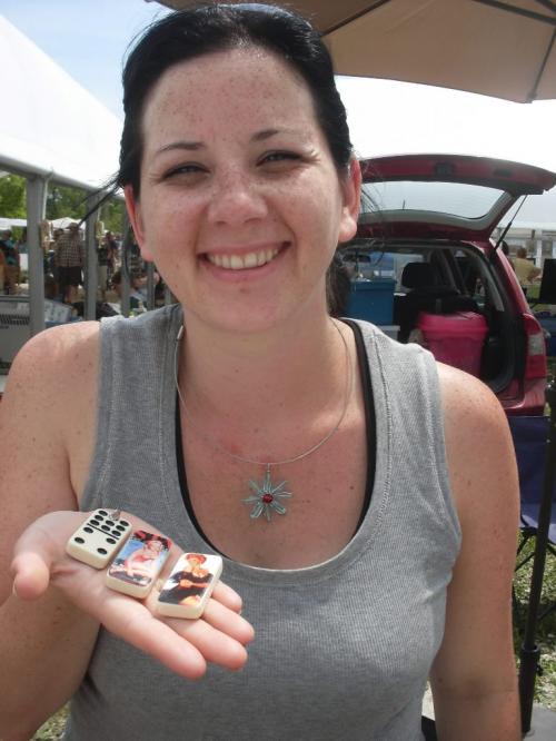 Shauna Hunter, of Beaded Bliss, cheesecake photos on dominoes for pendants maureen scurfield winnipeg - 3325229