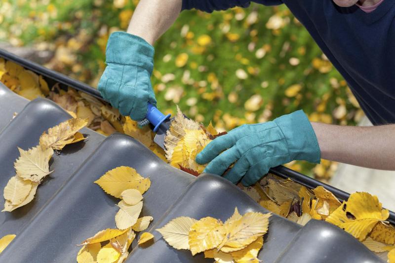 <p>Dreamstime</p><p>Cleaning your gutters is one of several home maintenance tasks you ought to do before winter.</p>