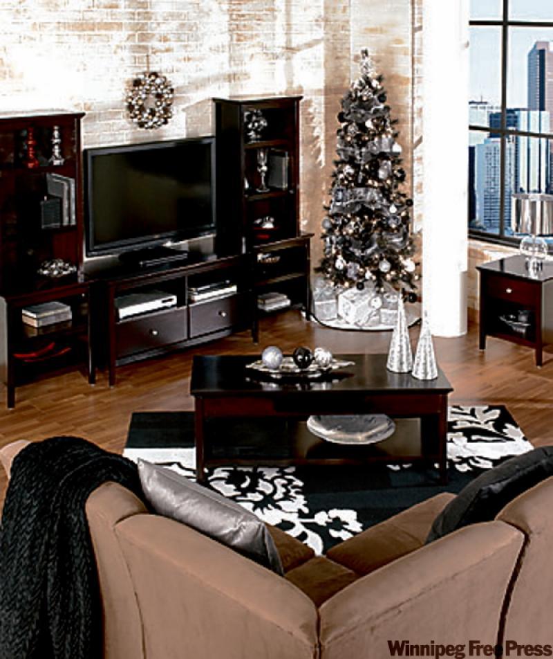 A downtown loft with a clean, contemporary holiday look is demure yet stylish.