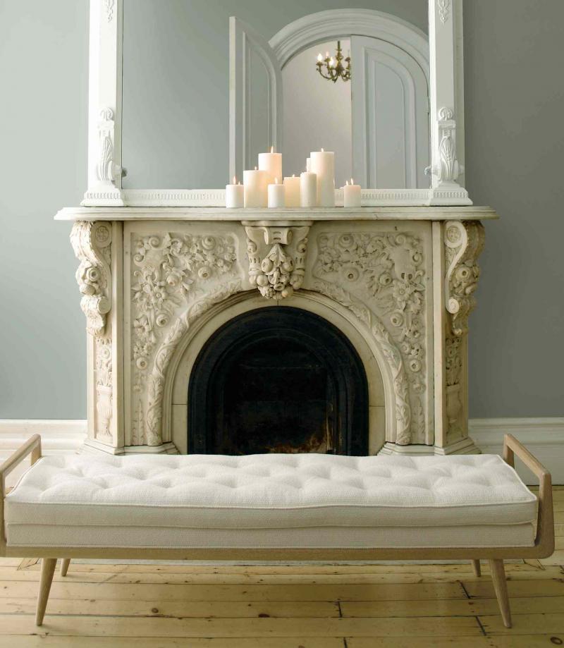 benjamin moore
Benjamin Moore�s Silver Fox gives a contemporary feel to the ornate details.
