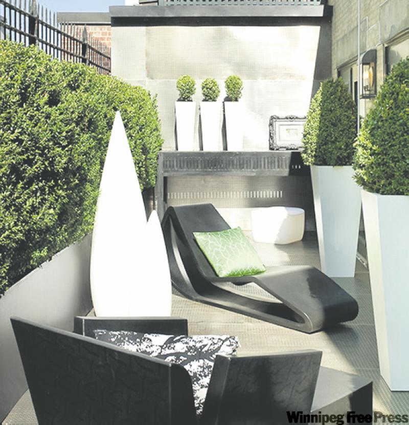 Perforated steel floor gives balcony a unique look.