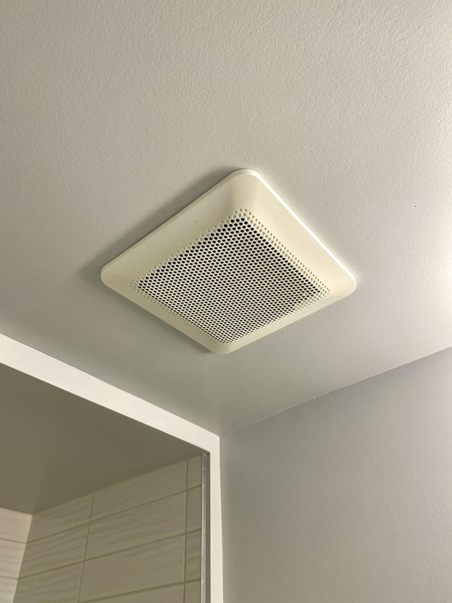  <p>Photos by Marc LaBossiere / Winnipeg Free Press</p>
                                <p>A ceiling-mounted bathroom exhaust fan upgrade reveals a larger fan cover that decoratively conceals a much bigger unit than before.</p> 