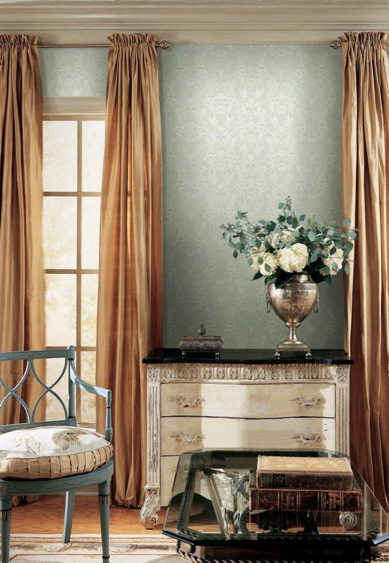 Lace Rococo wallpaper from York Wallcoverings. Lace is making its way back into homes as a decor trend this fall.