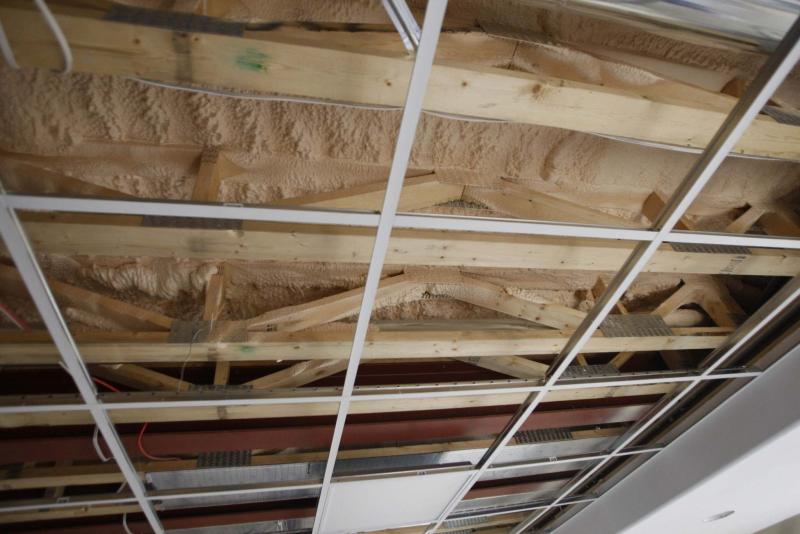 <p>BORIS MINKEVICH / WINNIPEG FREE PRESS </p><p>Thermal insulation blown into the joists of a basement will help control moisture-related issues. </p></p>