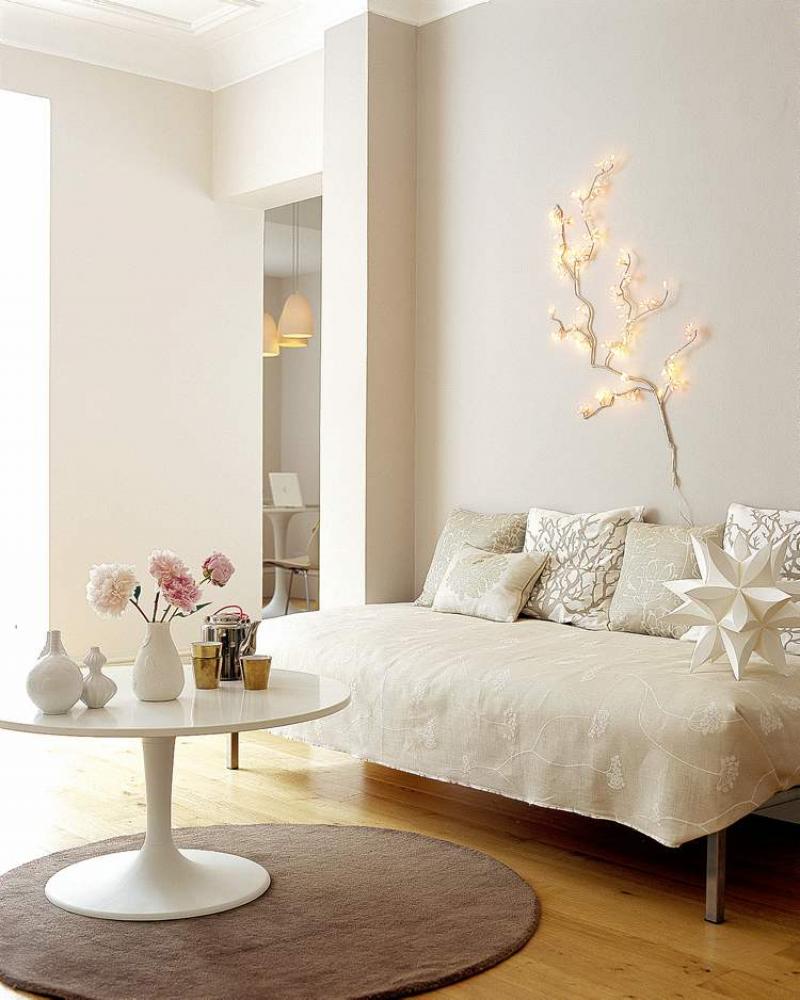 A white-on-white decor can be lovely and fresh. Use shades of creamy white and include subtle texture and pattern to keep the space from feeling stark.