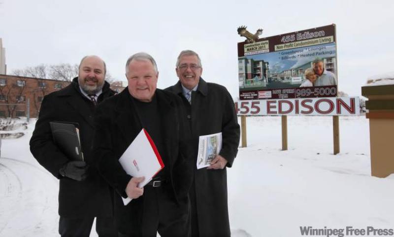 Speirs (right) with Fraternal Order of Eagles Aerie 23 John Bell (centre).