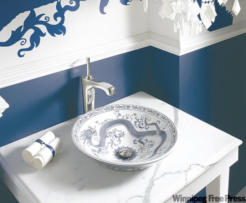 Here is a blue and white combination that is definitely not nautical.
