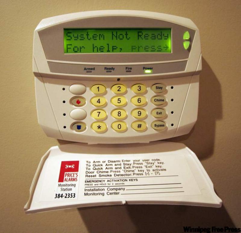 Keypad to arm and disarm security system.
