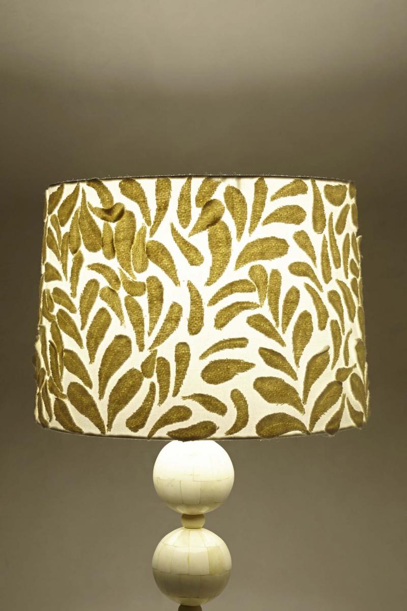 <p>Falling Leaves. Appliqued embroidered leaves blend on this white drum shade, but they take on a golden olivey hue when the light is turned on. Fallen Fronds comes in one size (12 by 8 ? inches tall) and is $78 at Anthropologie, www.anthropologie.com (Anthropologie)</p>