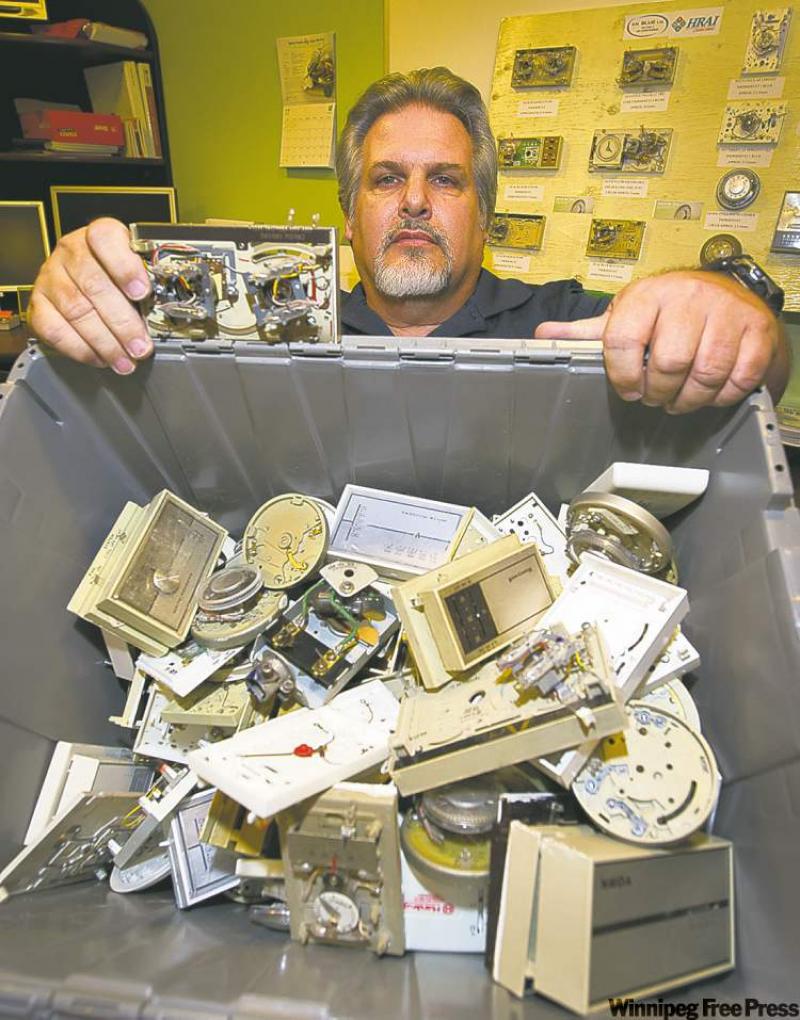Heating specialist Darrell McCagg collects mercury-based thermostats to prevent the toxic liquid metal from leaching into groundwater, lakes and streams. 