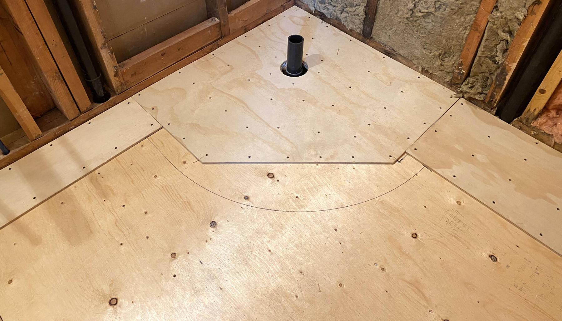  <p>Marc LaBossiere photos / Free Press</p>
                                <p>A three-eighths plywood perimeter is installed above the sub-floor prior to setting the heating coil.</p> 