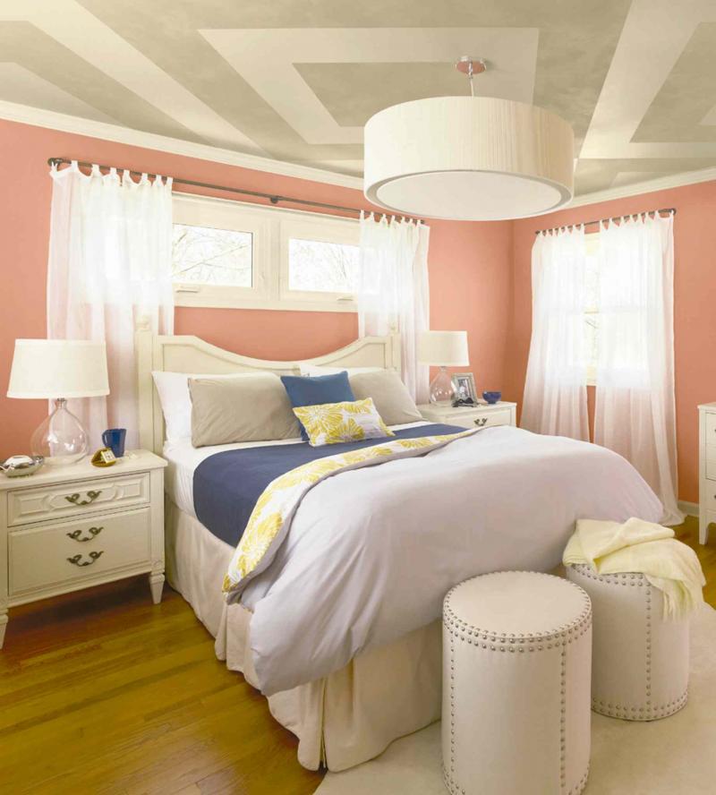 A master bedroom is a great place to add a touch of drama with a painted ceiling.