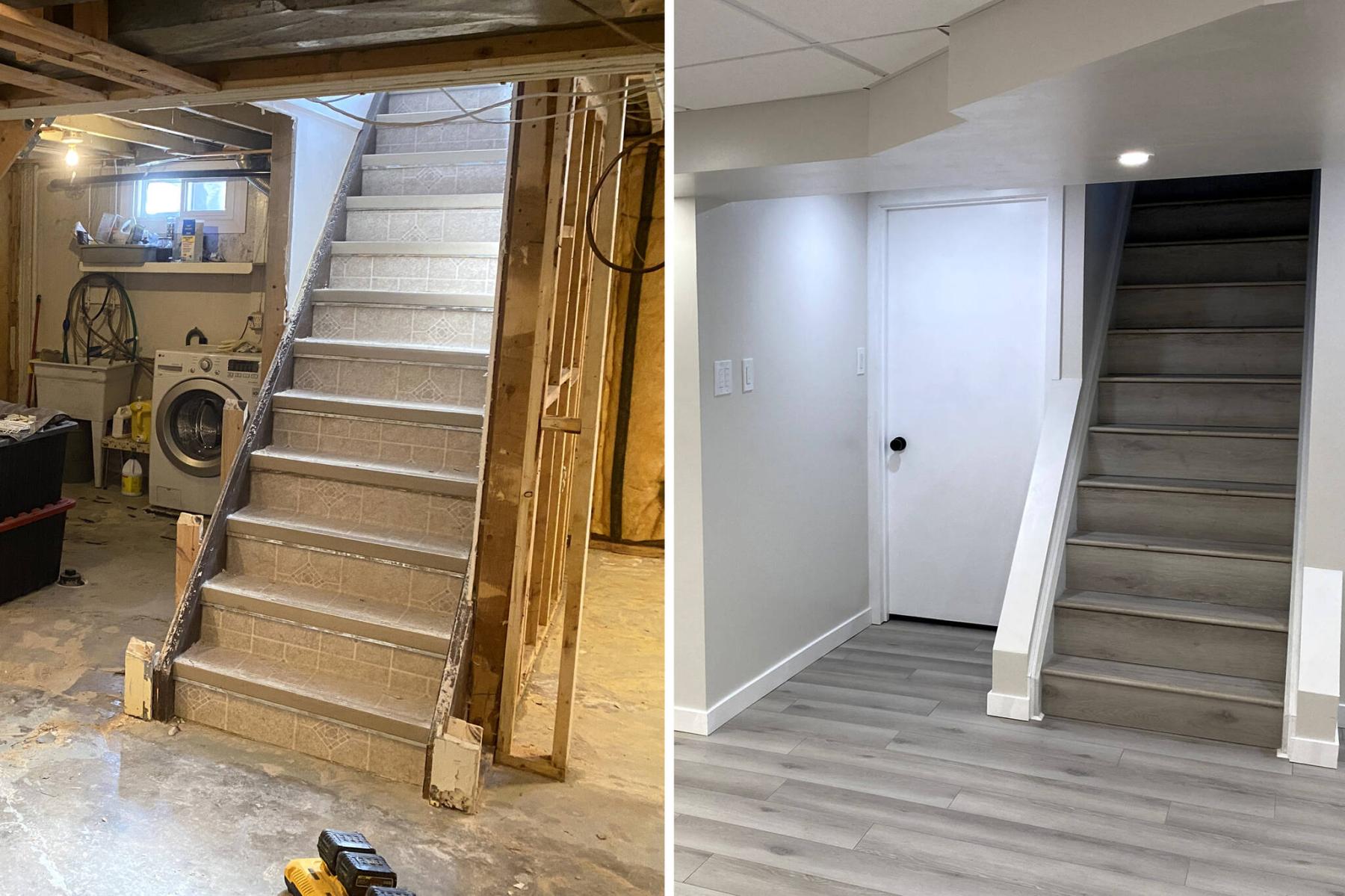  <p>Marc LaBossiere photos / Free Press</p>
                                <p>Before and after: non-load-bearing studs were cut away to make room for the new design.</p> 