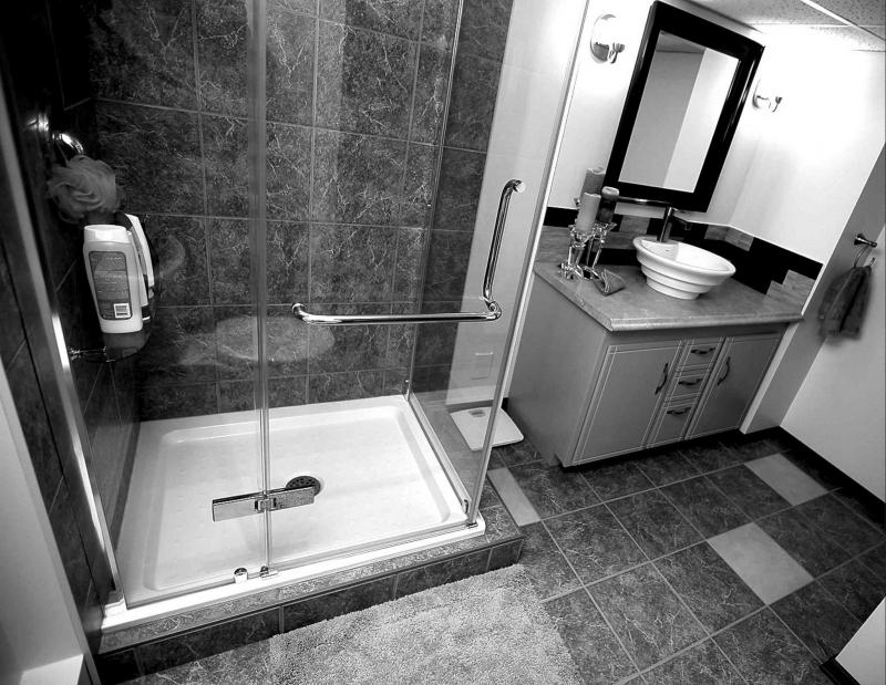 An in-law suite features a the two-piece bathroom in the basement.