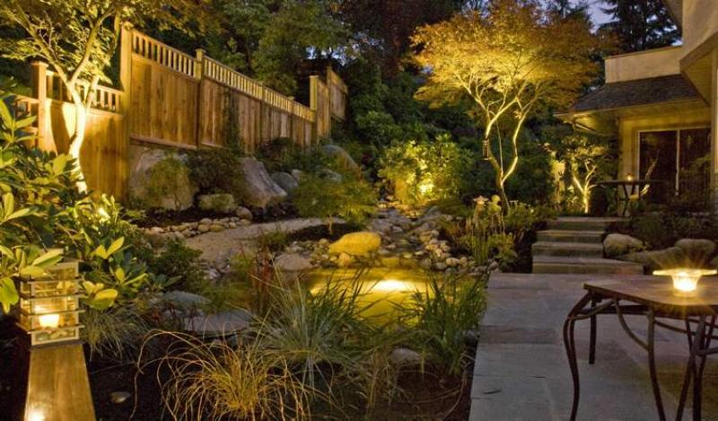 Garden lights are an inexpensive way to brighten pathways and cast a moody glow on your landscape.