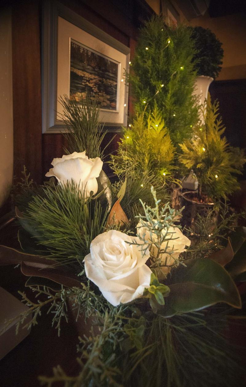 <p>James Kerr photo</p><p>Cream-coloured roses mix well with blue-green Carolina Sapphire in this display, a motif drawn on throughout the home. </p>