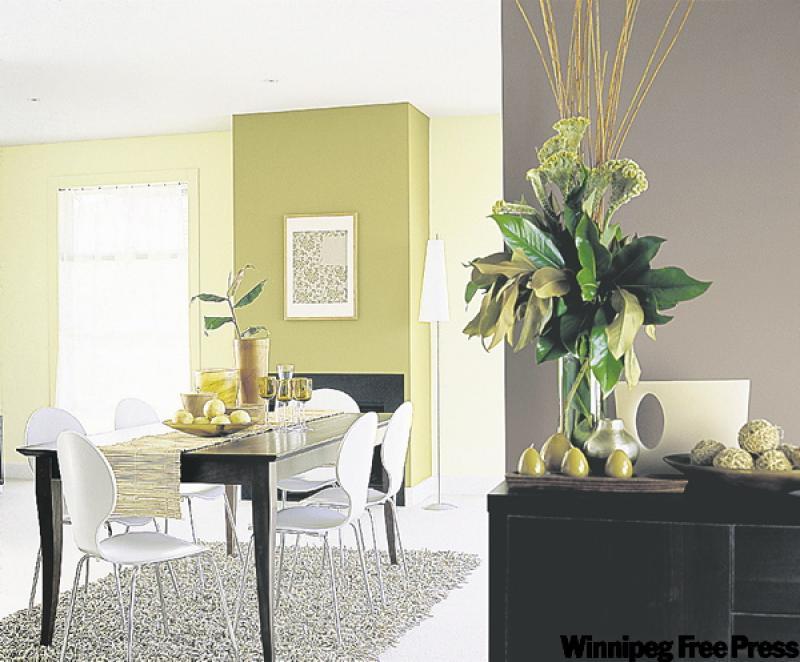 Dining room combines formal and casual components. 