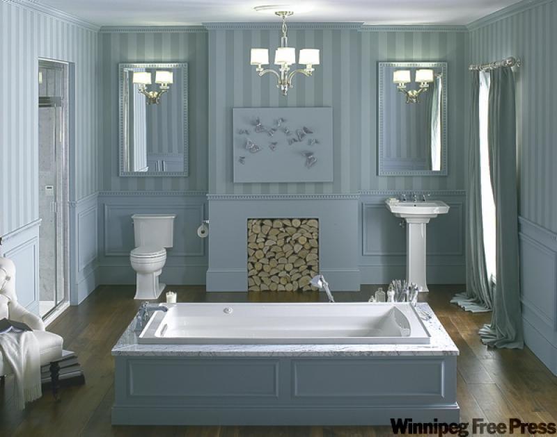 In rooms such as the bathroom or bedroom, a formal decor evokes a sense of being pampered.