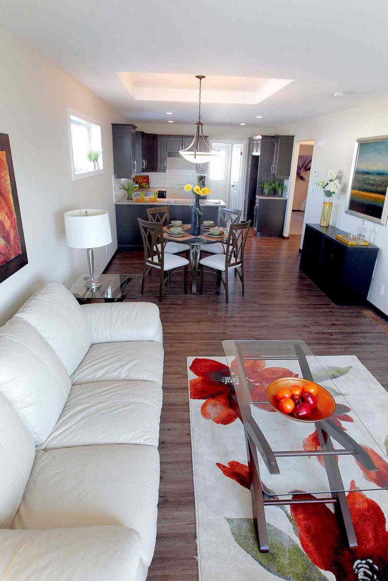 There is ample width in the main living area and plenty of well-placed windows.