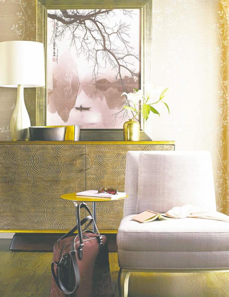 Barbara Barry: Hints of gold meet soft pastels to create a glamorous, understated elegance.