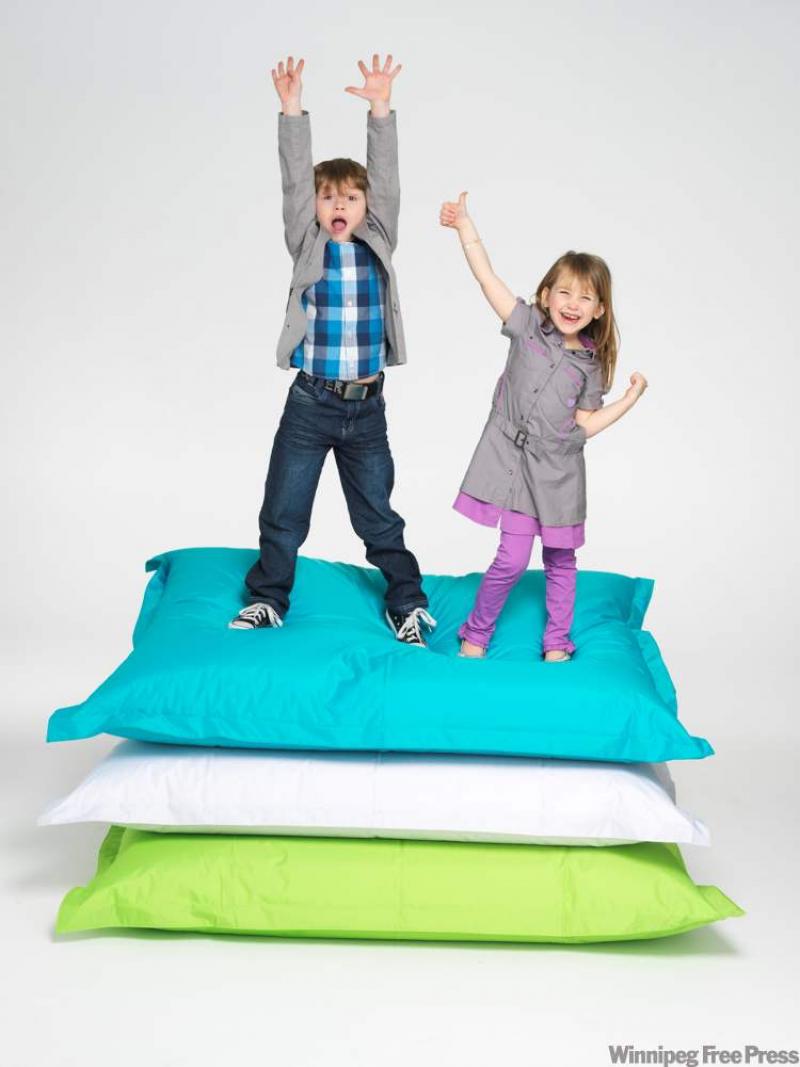 A fun bean-bag chair (above, below) might be just the thing to brighten up a college dorm, student residence or bedroom.