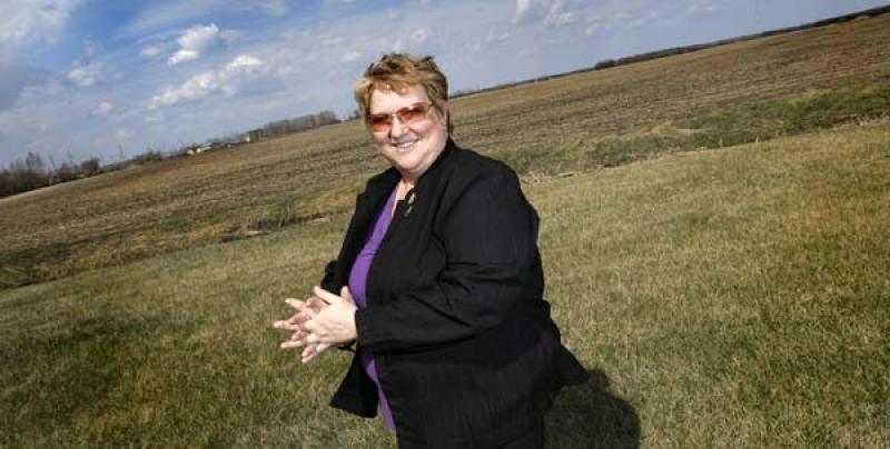Darlene Dolinski has 700 acres just south of th Perimeter Highway. She's keen to develop it, but won't sell to just anyone. Her vision is unlike that of developers seeking maximum density.
