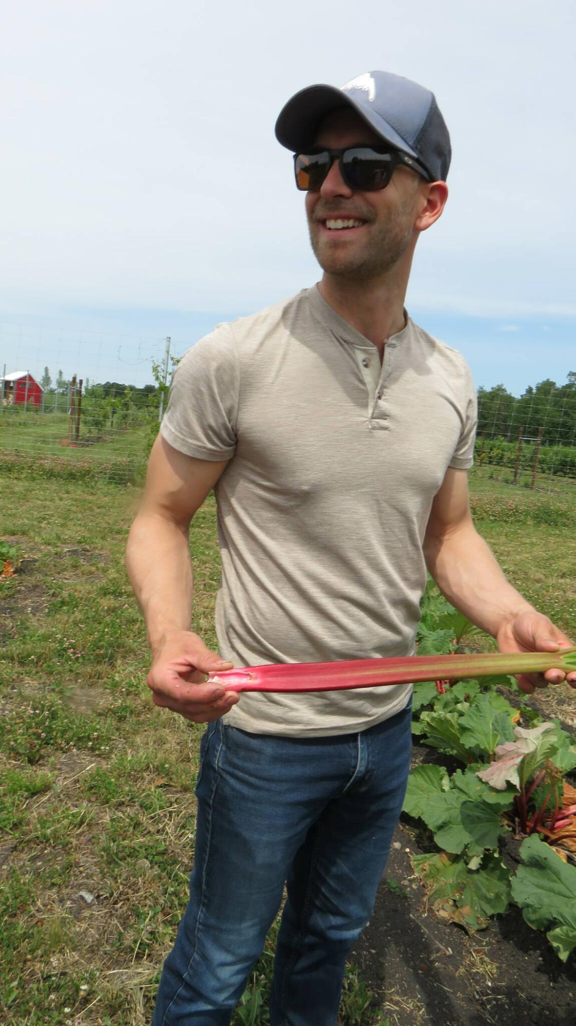  <p>COLLEEN ZACHARIAS PHOTO</p>
                                <p>Carl Durand, owner of Futura Farms, grows German Wine rhubarb and other fruit crops for the beverage industry.</p> 