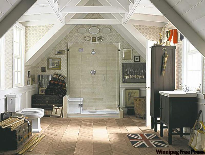 Even when empty, this unique attic space with its angled ceiling, beams and rough hewn surfaces has a rustic feel to it.