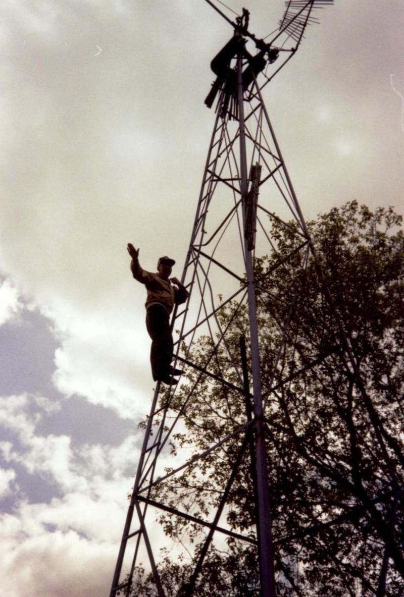 <p>Supplied photos</p><p>My dad, in his 80s, halfway up a wobbly old windmill.</p>
