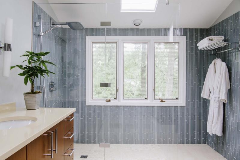 <p>Robert Radifera / Aidan Design</p><p>Glass-enclosed showers with direct walk-in access are becoming increasingly popular in master bathrooms.</p>