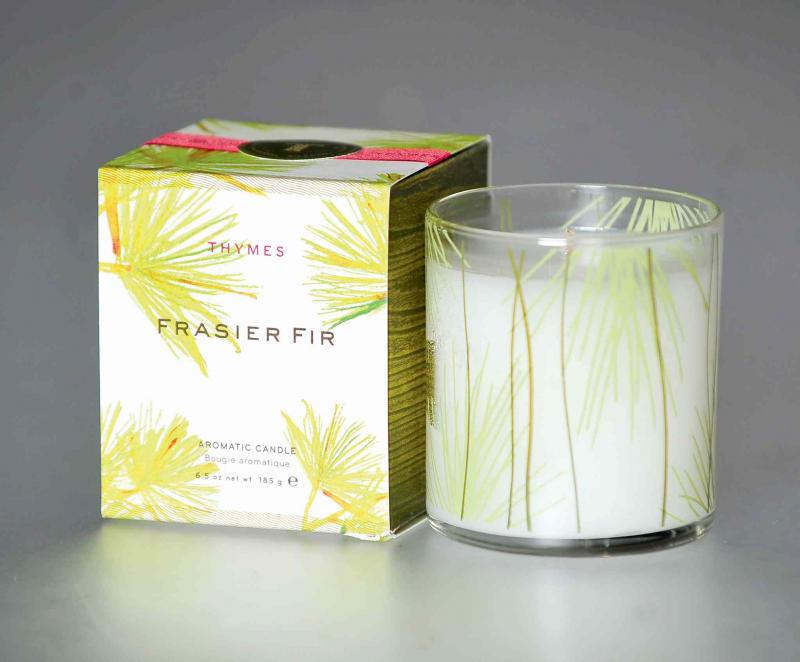 The Votivo aromatic candle, above, and Thymes Frasier Fir candle are a couple of Alyï¿½s favorite candles.