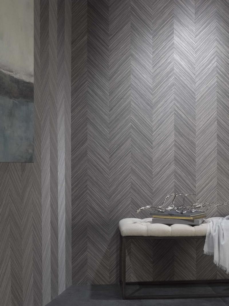 <p>Inspired by parquet flooring, Phillip Jeffries&rsquo; Against the Grain wallcoverings are made of four strains of wood veneers. Rare Cane, above, is among seven color varieties. MUST CREDIT: Phillip Jeffries.</p></p></p>
