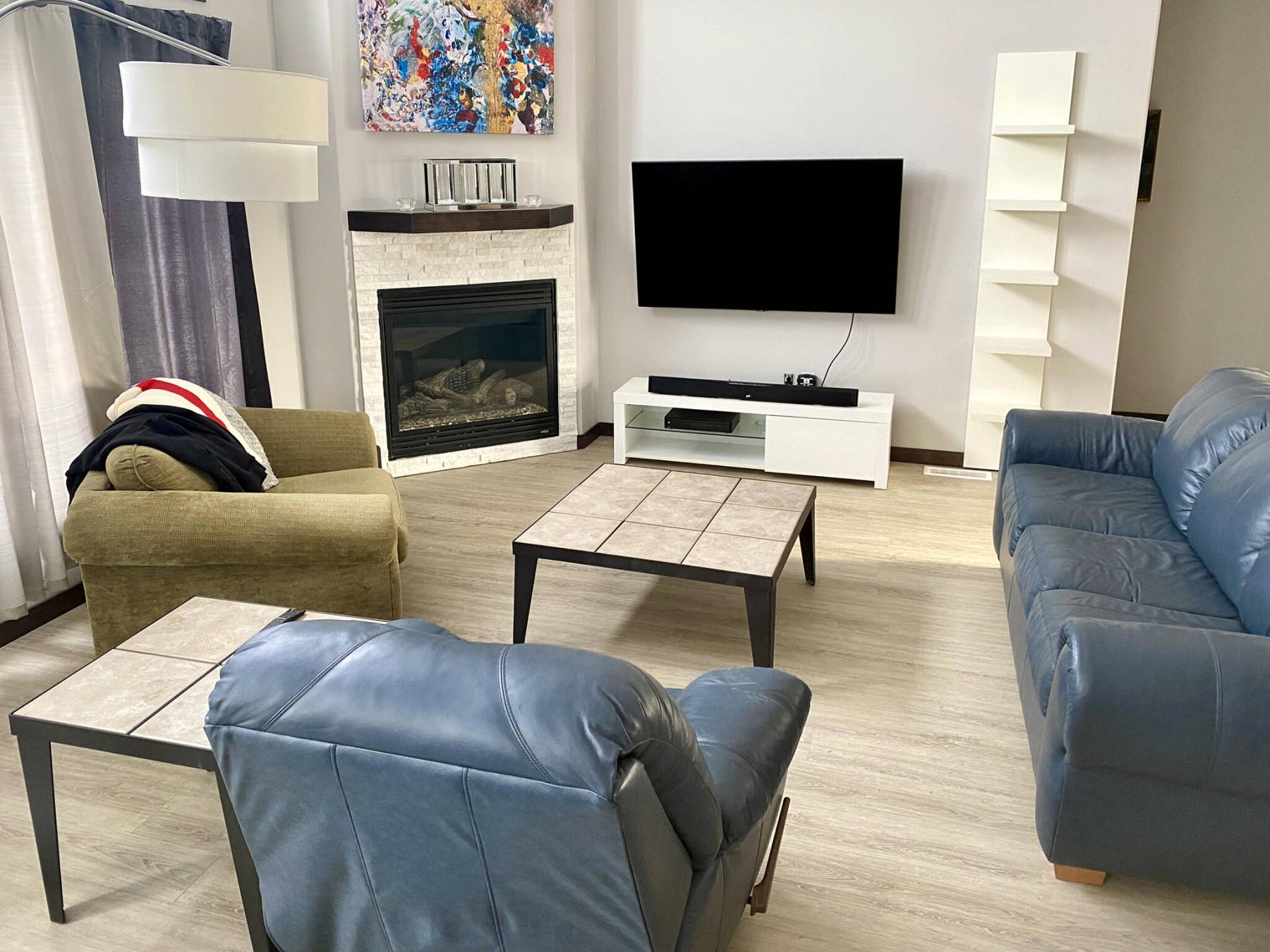 <p>Photos by Marc LaBossiere / Winnipeg Free Press</p><p> Once the new vinyl flooring was completed within the living room, the furniture was repositioned.</p>