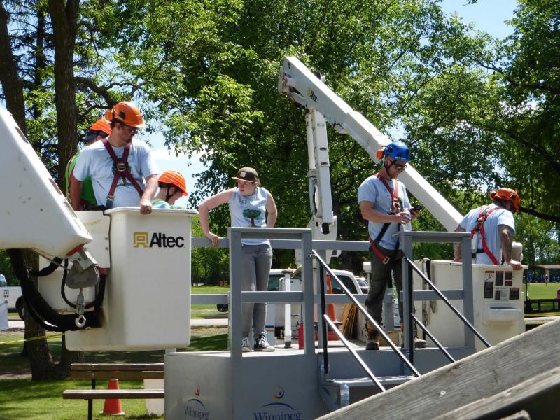 <p>Matt Vinet</p><p>Buckets trucks are the safest option to remove a dead emerald ash borer-infested tree.</p>