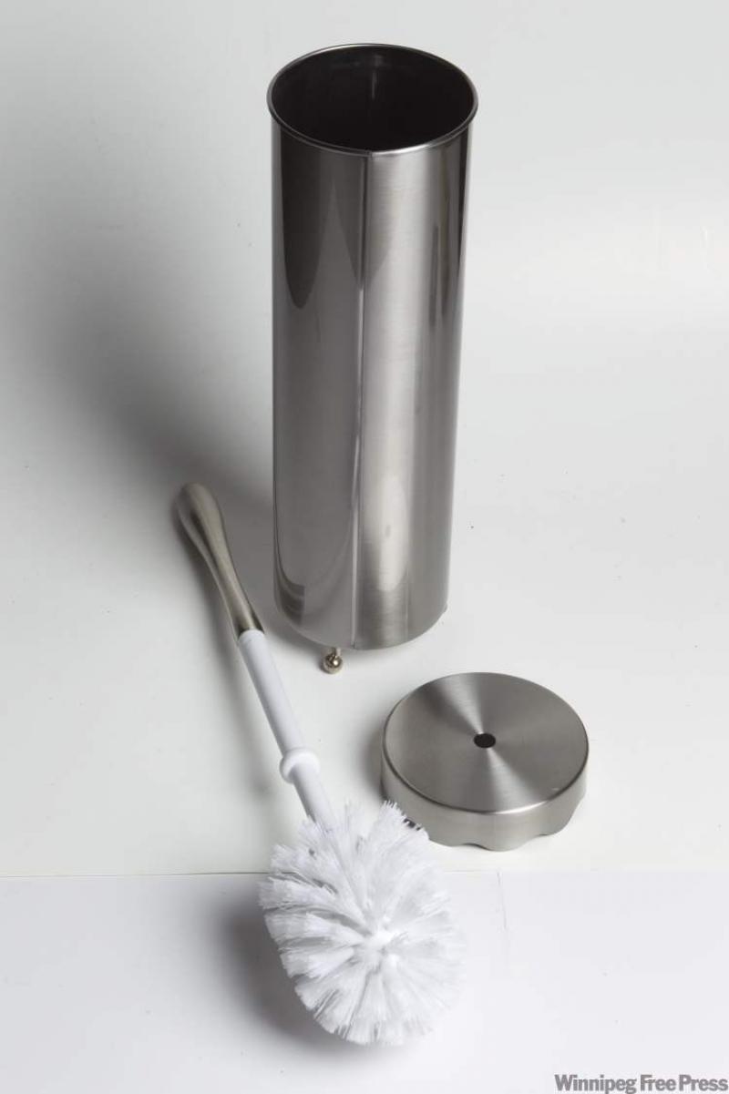 Stainless steel toilet bowl brush set.