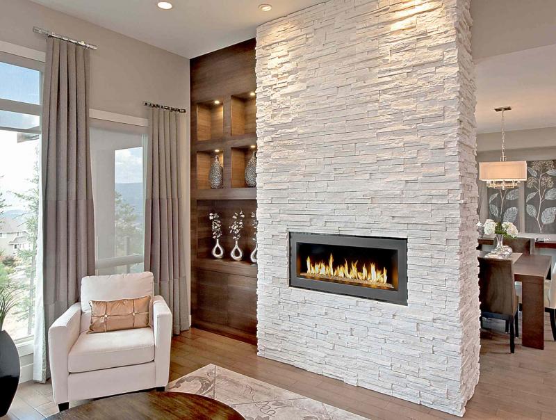 Create a focal wall with paint or textural elements like stone.