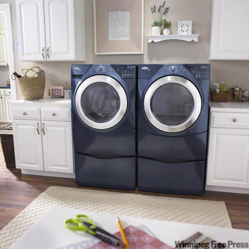 Few people enjoy doing laundry, but that doesn't mean the laundry room has to be a purgatory. Adopting a light and airy decor, paying attention to ergonomics — from a mat to stand on to the mechanics