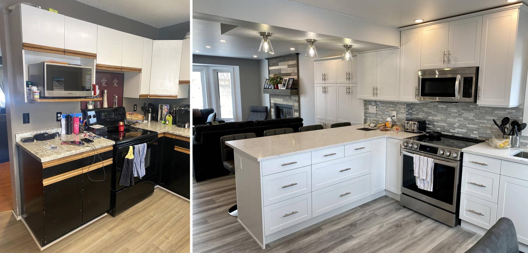  <p>Photos by Marc LaBossiere / Winnipeg Free Press</p>
                                <p>The existing load-bearing wall was replaced with an LVL beam, allowing the redistribution of cabinets and a peninsula island.</p> 