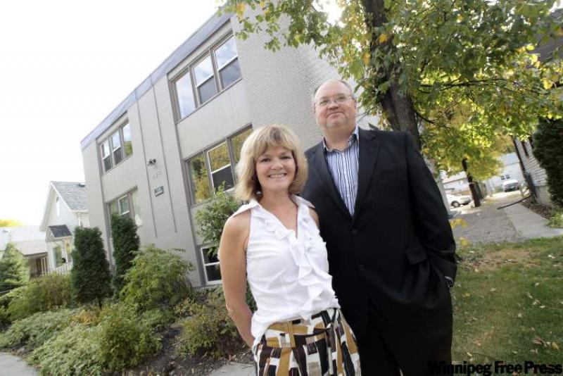 Owner Mona Hallard and realtor Bill Thiessen.at 228 Bertrand Street condo project in St. Boniface. 