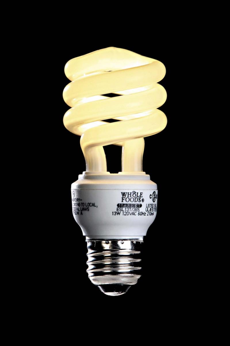 <p>Traditional incandescent light bulbs (far left)are hard to find these days as they are being replaced by more energy-efficient compact florescent bulbs</p>