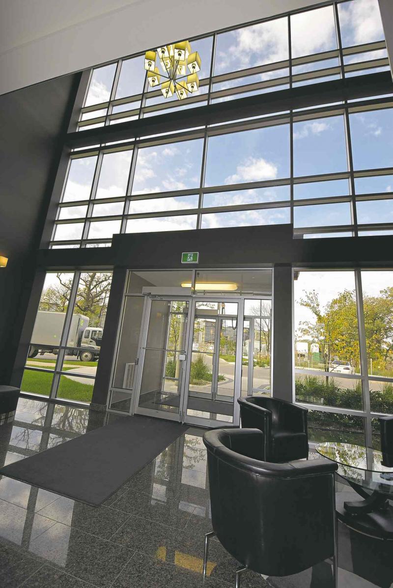 Foyers in each building at the Enclave feature an atrium-like entrance, granite floors and modern decor.