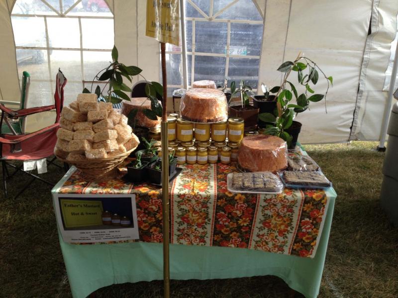 <p>Esther’s farmers’ market display. </p>