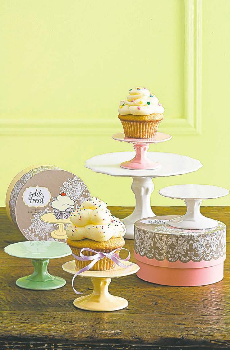 Pastries on dessert plates from Rosanna Inc.'s Petite Patisserie line available this spring. The hand-drawn renderings are hot among designers turning to whimsical, retro touches to put the "kitsch" back in kitchens.