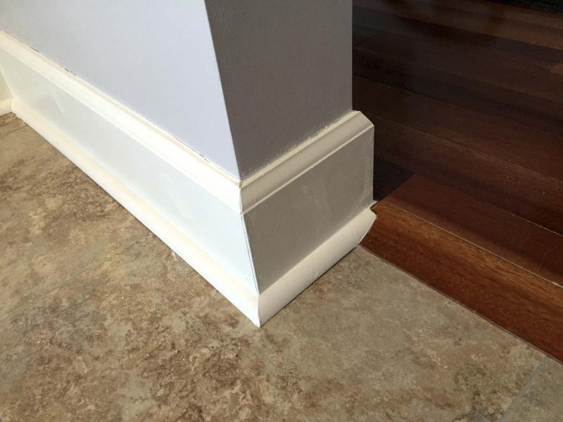 <p>Marc LaBossiere / Winnipeg Free Press</p><p>A discrepancy in floor elevations required some adaptation when blending the continuous baseboards from one room to the next.</p>