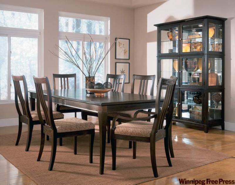 A rectangular dining table provides a sense of tradition and formality, and table leaves help to accommodate varying numbers of guests.