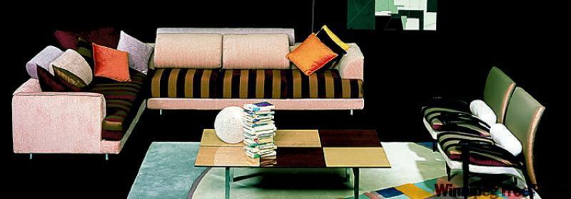 Giorgio Saporiti's IL LOFT living room furnishing glow with the colours and textures of Italy.