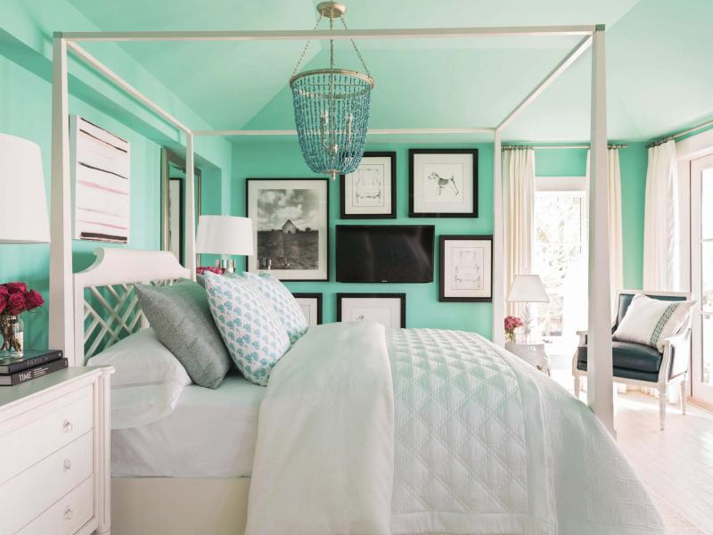 <p>The Associated Press / HGTV</p></p><p>This bedroom has a television creatively mounted on the wall that keeps it from standing out too much or detracting from the design of the rest of the room. </p>