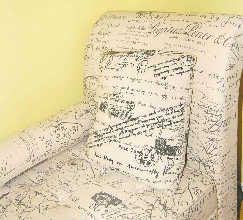 Leftover curtain material was used to make toss cushions.