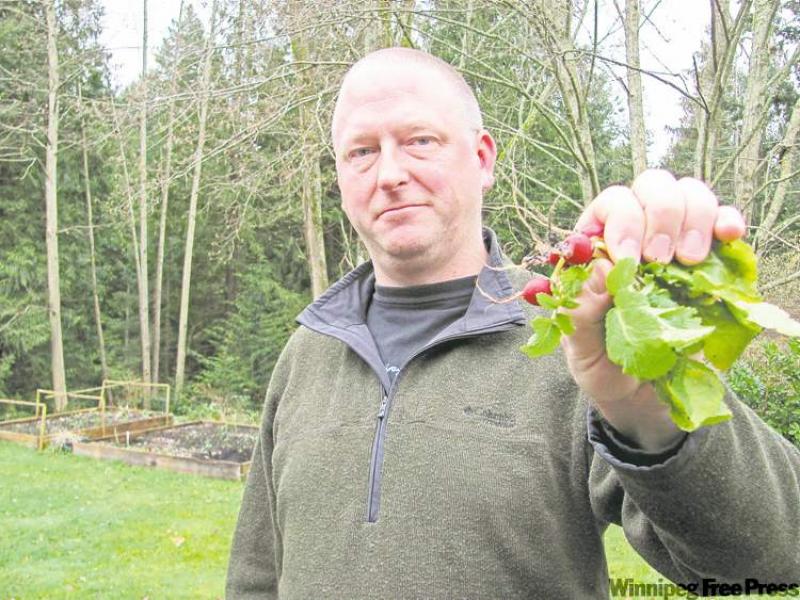Randy Shore with his radishes.