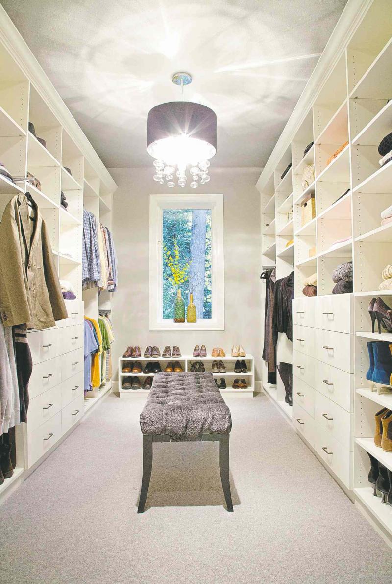 Wallpaper, lighting, rugs and small furniture pieces can help create your own customized dressing room.
